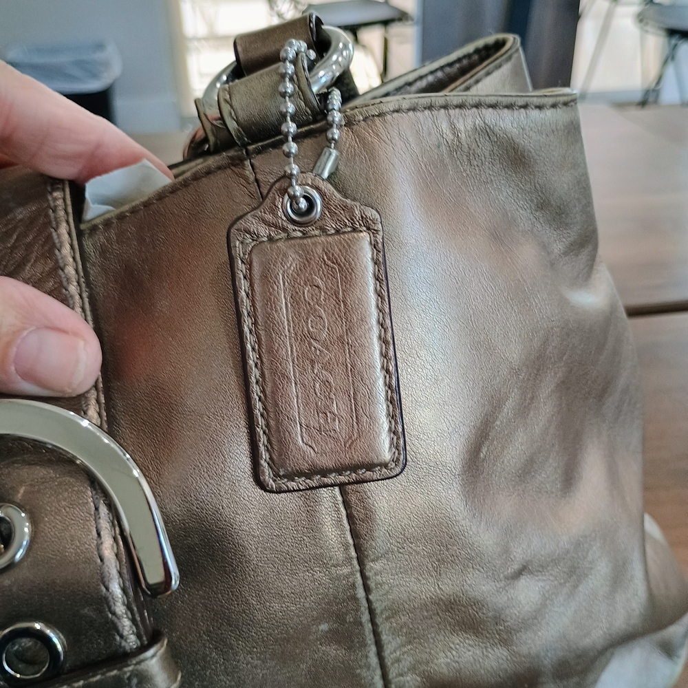 Coach Metallic Leather Tote Bag - Picture 4 of 12